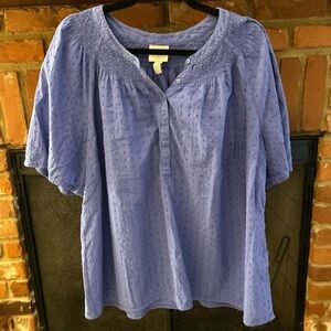 St. John's Bay Lavender Blouse with Smocked Detail